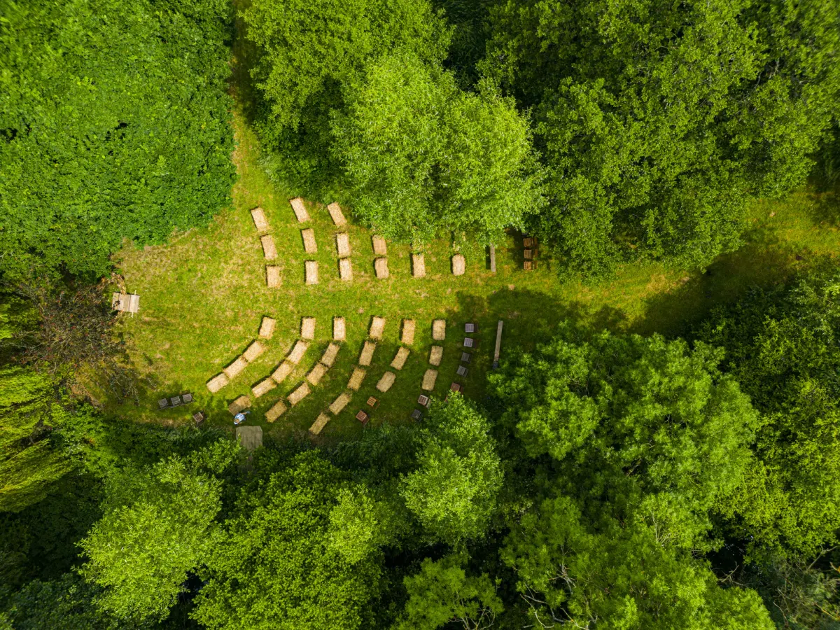The Mill and outbuildings from above