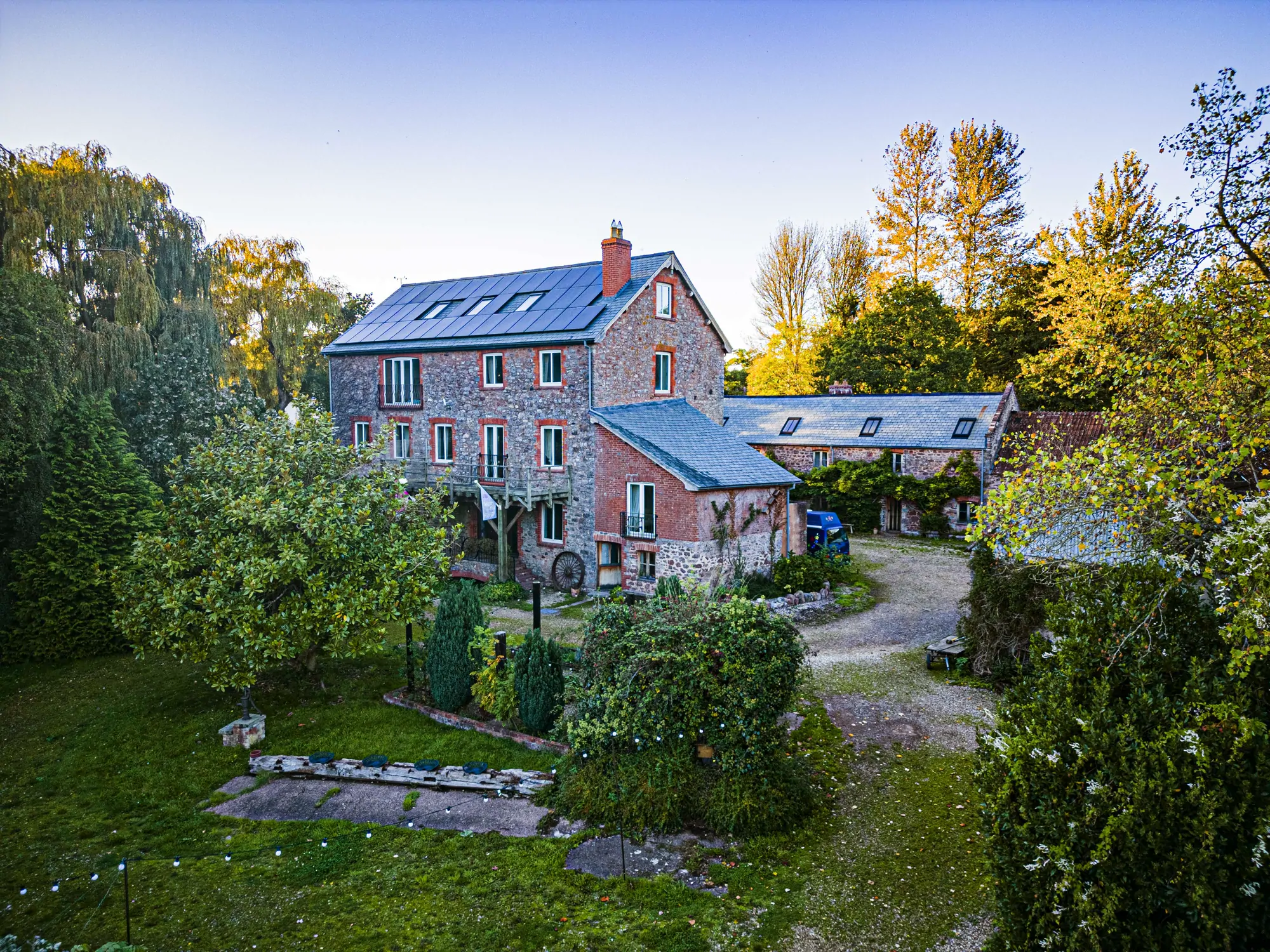 The Mill and its outbuildings from the air